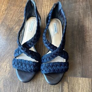 Alex Marie Dark Blue Braided Wedge Sandals